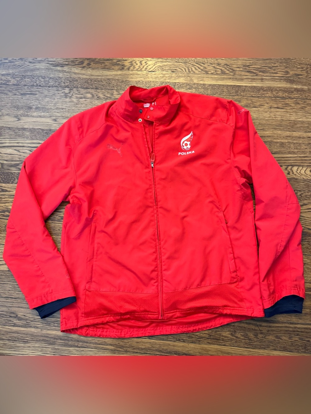 POLSKA Puma Poland Football Jacket Soccer Track Top National Red Mens Sz Large